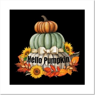 Happy Fall Hello Pumpkin Retro Fall Autumn Vibes Posters and Art